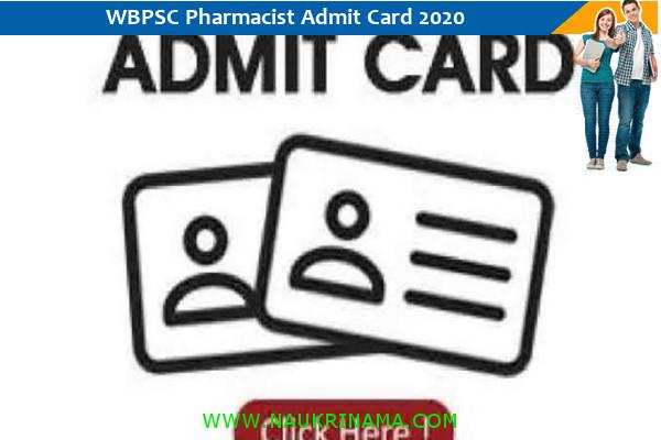 WBPSC Admit Card 2020 – फार्मेसिस्ट परीक्षा 2020 के पत्र के लिए यहां क्लिक करें