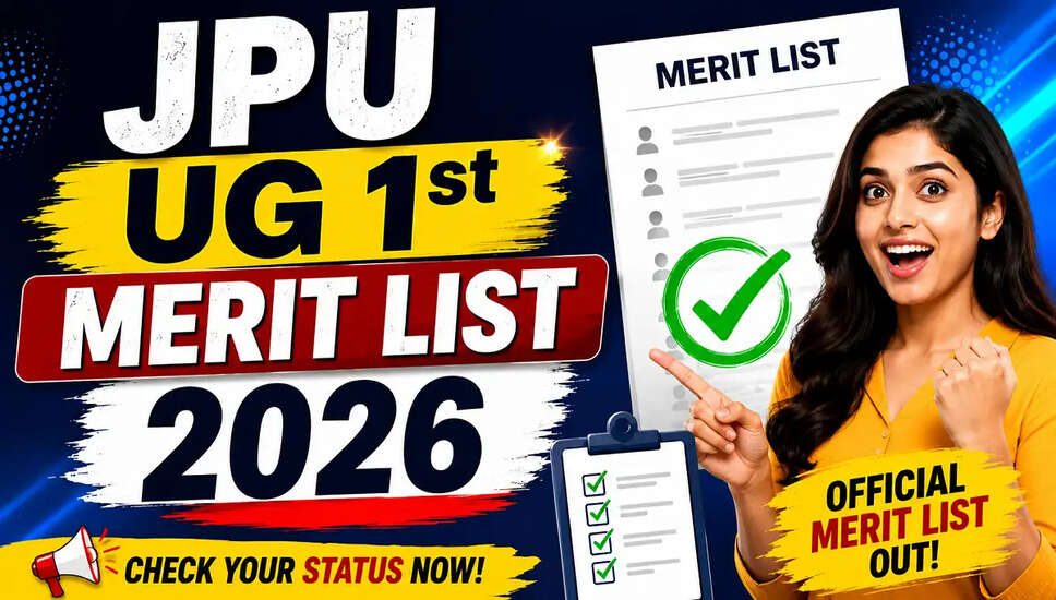 JPU UG 1st Merit List 2026: Admission Details and Important Dates