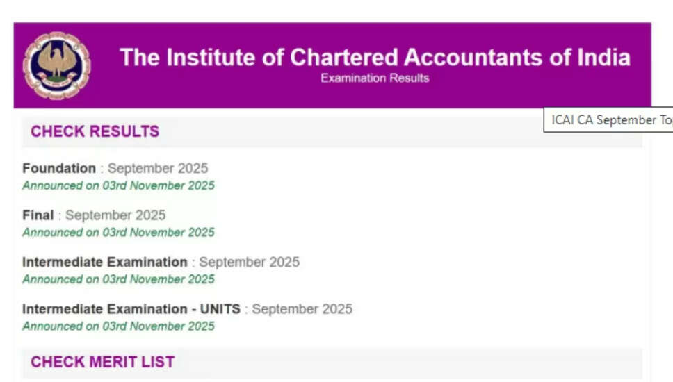 चार्टर्ड अकाउंटेंट परीक्षा परिणाम 2025: ICAI ने घोषित किए नतीजे