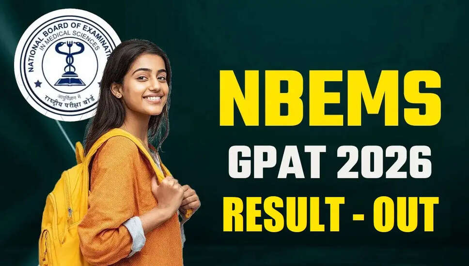 NBE GPAT 2026 का परिणाम जारी, जानें महत्वपूर्ण तिथियाँ और विवरण