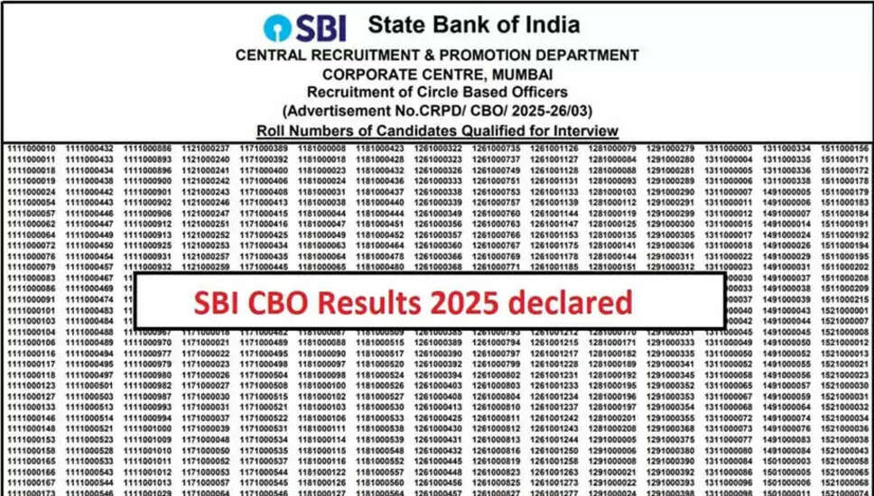 SBI CBO परीक्षा परिणाम घोषित, जानें कैसे करें चेक