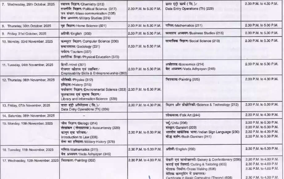 NIOS 10वीं और 12वीं की परीक्षा के लिए डेट शीट जारी