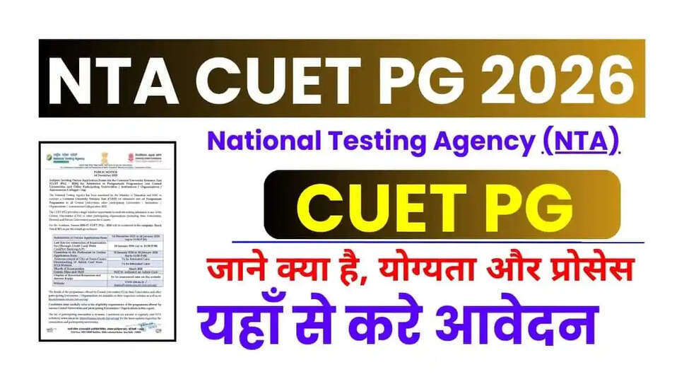 NTA CUET PG 2026 के लिए ऑनलाइन आवेदन प्रक्रिया शुरू