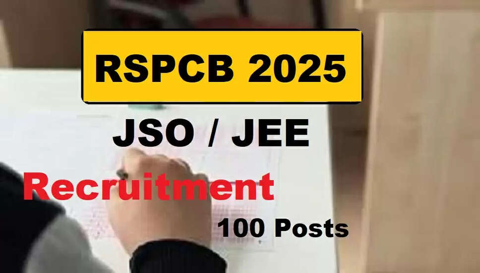 RSPCB JSO और JEE भर्ती 2025 के लिए आवेदन प्रक्रिया शुरू