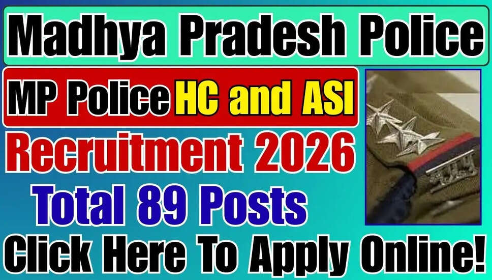 मध्य प्रदेश पुलिस HC और ASI भर्ती 2026: आवेदन प्रक्रिया और महत्वपूर्ण जानकारी