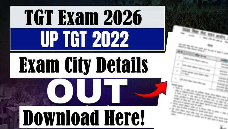 UP TGT परीक्षा शहर विवरण 2026: महत्वपूर्ण तिथियाँ और जानकारी