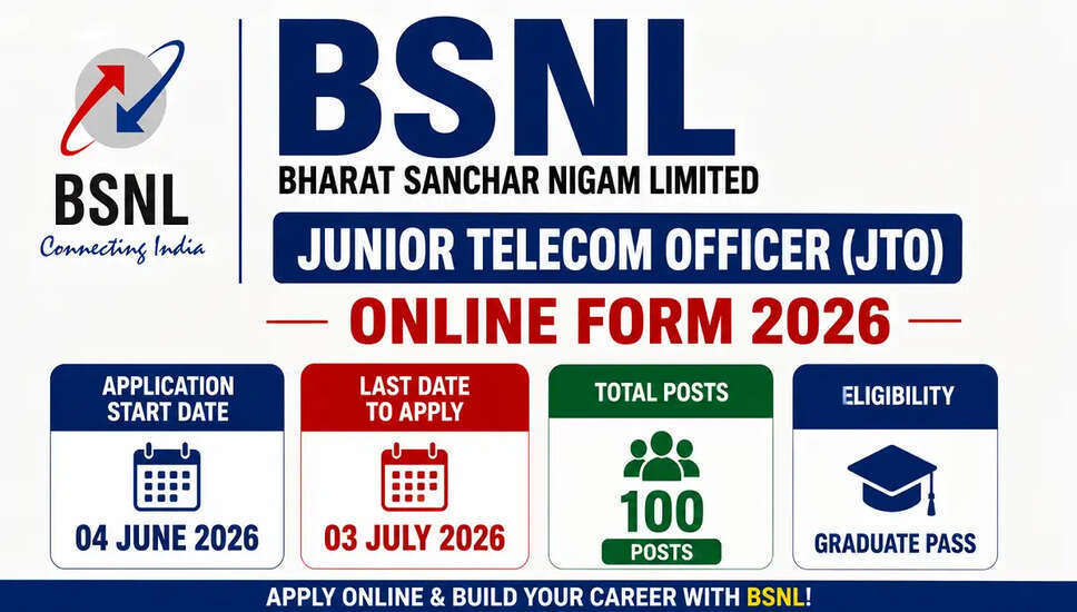 BSNL जूनियर टेलीकॉम ऑफिसर भर्ती 2026 के लिए आवेदन प्रक्रिया शुरू