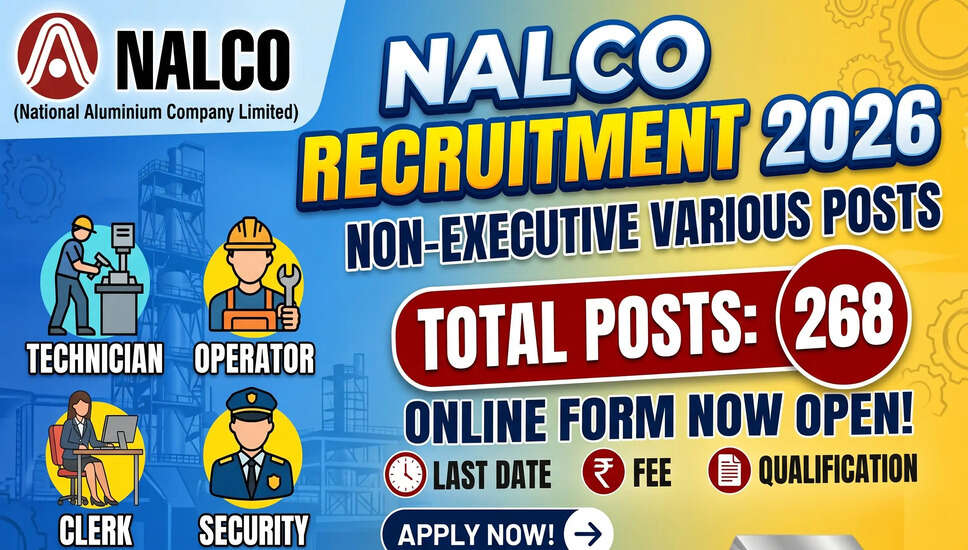 NALCO में विभिन्न गैर-कार्यकारी पदों के लिए भर्ती 2026