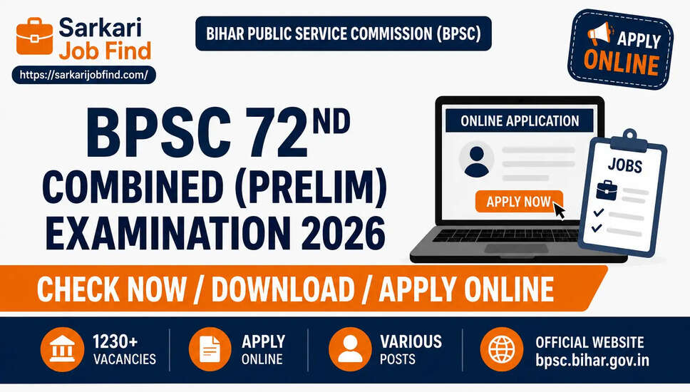 Bihar PSC 72nd CCE 2026: 1230 पदों के लिए ऑनलाइन आवेदन शुरू