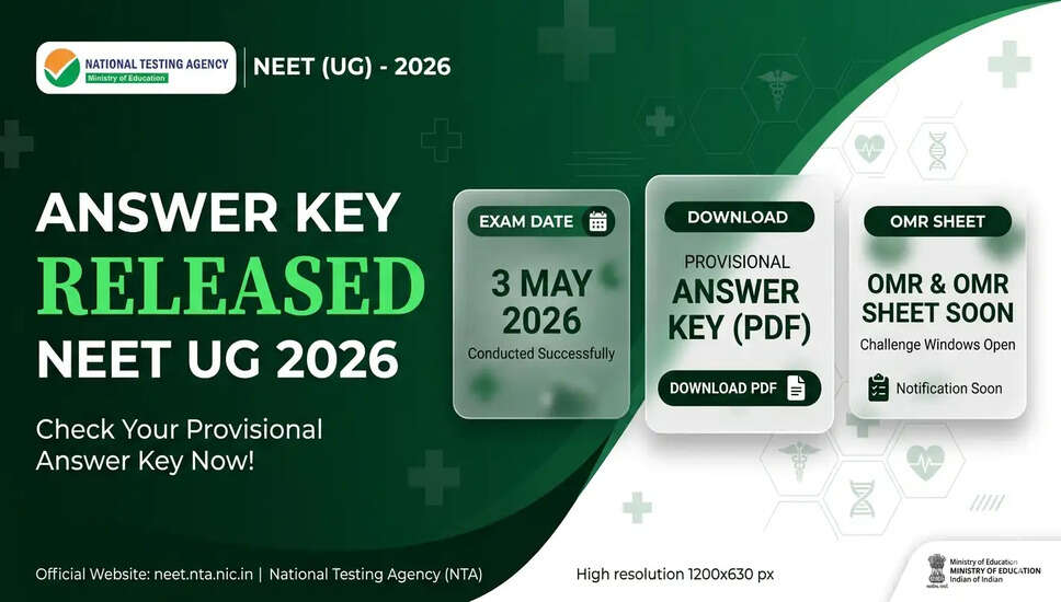 NEET UG 2026 उत्तर कुंजी जारी, जानें सभी महत्वपूर्ण विवरण
