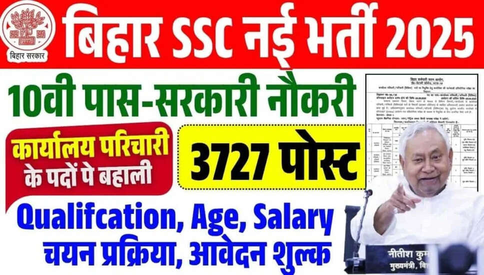 BSSC कार्यालय सहायक भर्ती 2025: 3727 पदों के लिए आवेदन शुरू