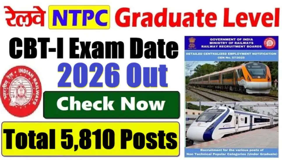 RRB NTPC ग्रेजुएट लेवल CBT-I परीक्षा शहर विवरण 2026