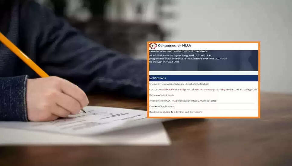 CLAT 2026 परीक्षा केंद्र में बदलाव: लखनऊ में नया स्थान