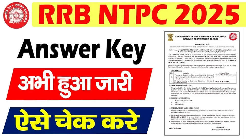 RRB NTPC 10+2 इंटर लेवल उत्तर कुंजी 2025 जारी