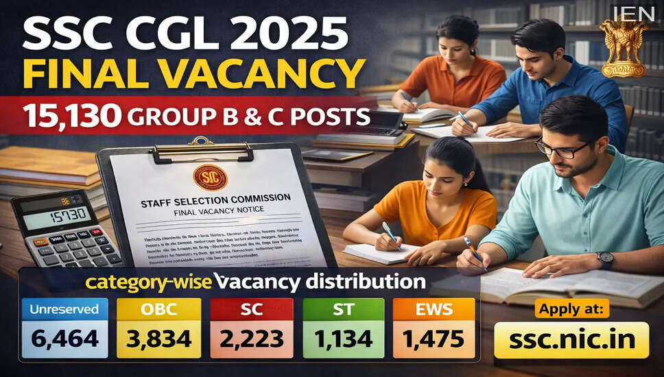 SSC CGL 2025: अंतिम रिक्तियों की सूची जारी, 15,130 पदों की पुष्टि