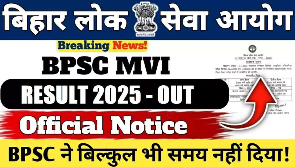 BPSC मोटर वाहन निरीक्षक अंतिम परिणाम 2026 की घोषणा