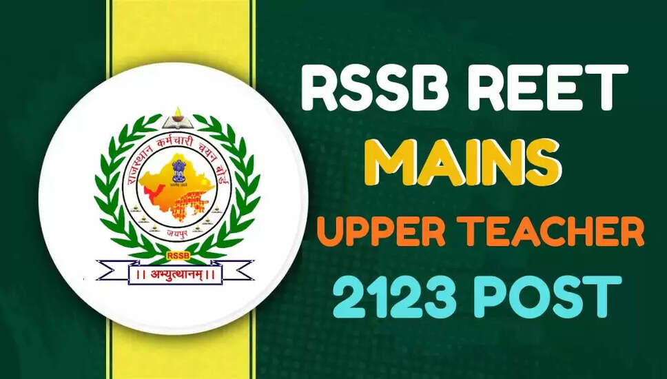 RSSB REET Mains Upper Teacher Recruitment 2025: Apply for 2123 Vacancies