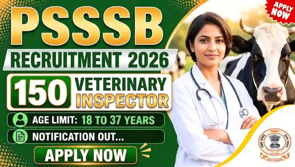 PSSSB Veterinary Inspector Recruitment 2026: Apply for 150 Vacancies