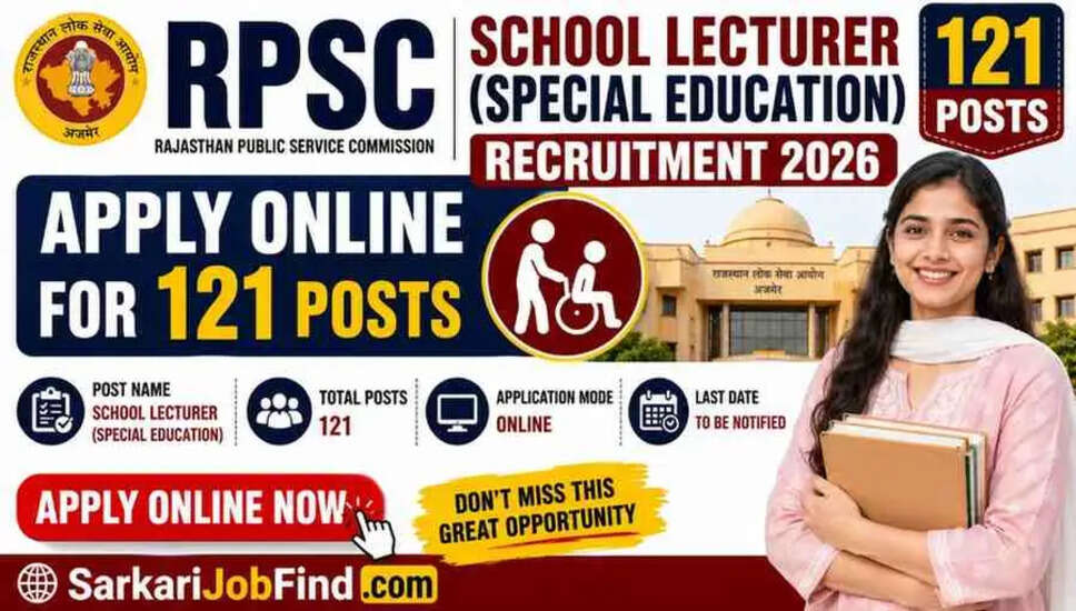 RPSC स्कूल लेक्चरर (विशेष शिक्षा) भर्ती 2026 के लिए ऑनलाइन आवेदन करें