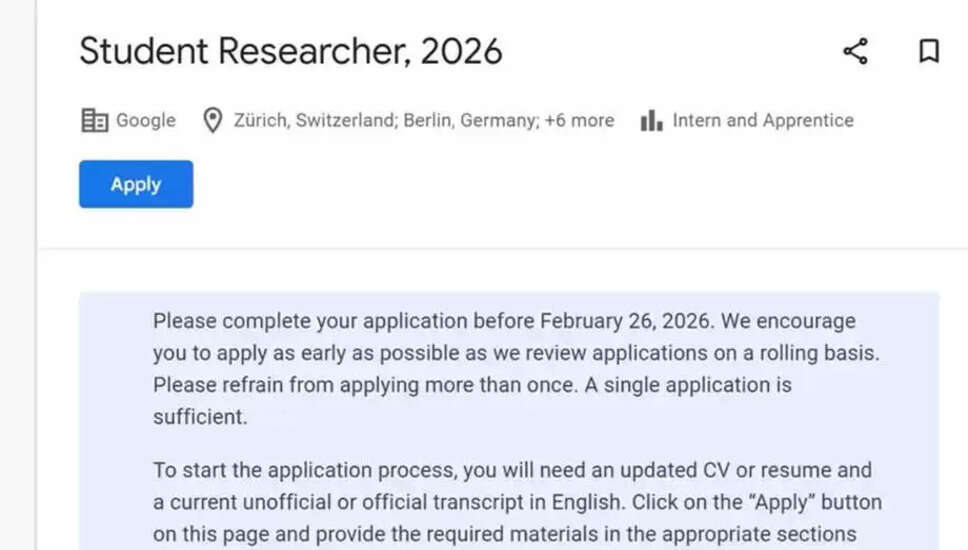 गूगल स्टूडेंट रिसर्च इंटर्नशिप 2026 के लिए आवेदन प्रक्रिया शुरू