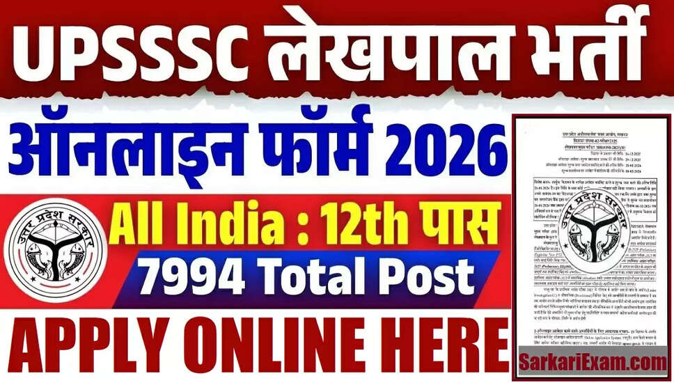 UPSSSC Lekhpal Recruitment 2026: Apply for 7994 Vacancies