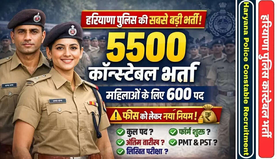 हरियाणा पुलिस कांस्टेबल भर्ती 2026: 5500 पदों के लिए आवेदन शुरू