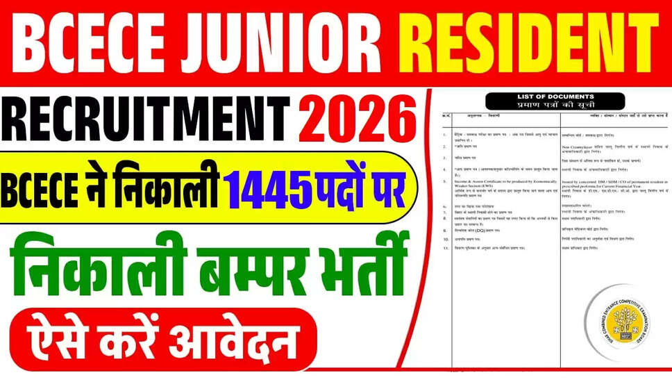 बिहार BCECE जूनियर रेजिडेंट भर्ती 2026 की अधिसूचना