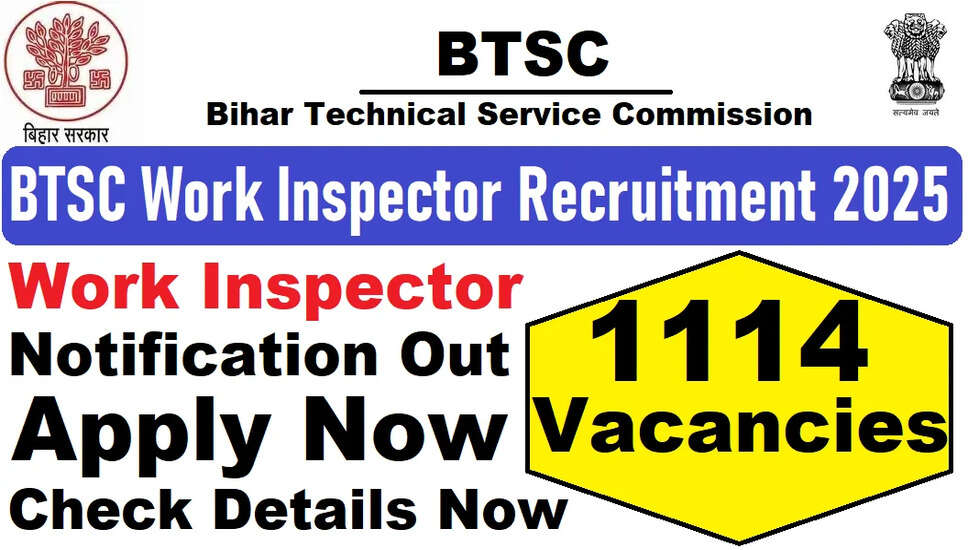 Bihar BTSC कार्य निरीक्षक भर्ती 2025 के लिए आवेदन प्रक्रिया शुरू