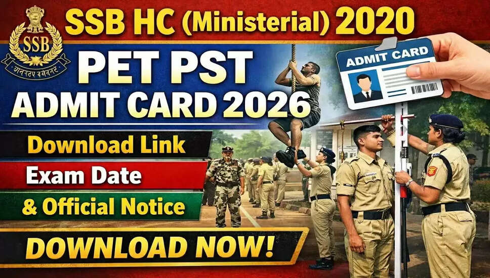 SSB हेड कांस्टेबल मिनिस्ट्रियल PET/PST एडमिट कार्ड 2026 जारी