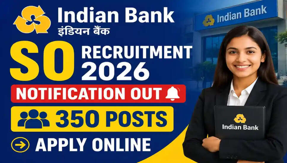 Indian Bank Specialist Officer SO Recruitment 2026: Apply Now for 350 Vacancies
