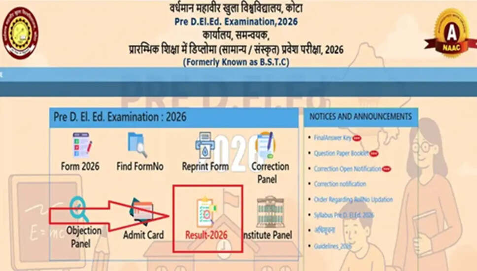 राजस्थान प्री-डी.एल.एड. प्रवेश परीक्षा 2026 के परिणाम घोषित