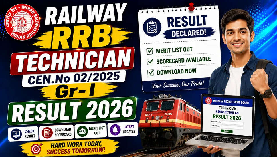 रेलवे तकनीशियन ग्रेड-I परिणाम 2026 की घोषणा