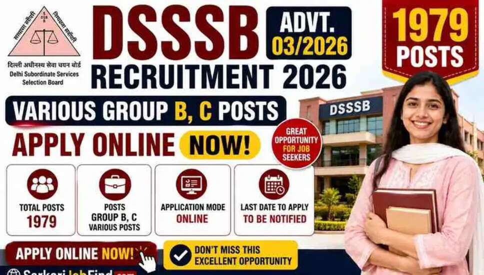 DSSSB भर्ती 2026: विभिन्न ग्रुप B और C पदों के लिए 1979 रिक्तियों के लिए ऑनलाइन आवेदन करें
