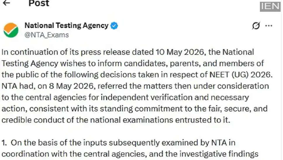 NEET UG 2026 परीक्षा रद्द, CBI द्वारा जांच शुरू