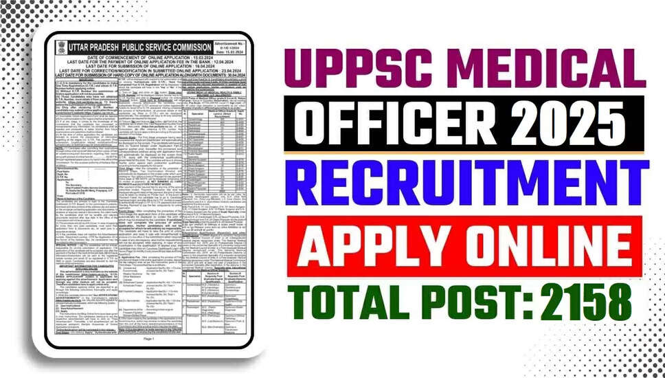 UPPSC चिकित्सा अधिकारी और अन्य पदों की भर्ती 2025