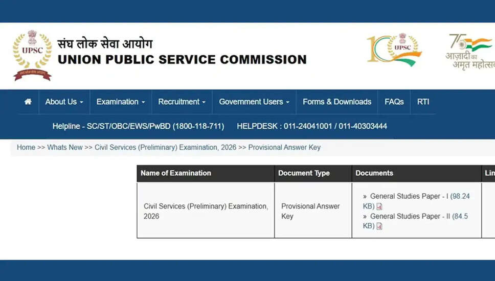 UPSC Civil Services Preliminary Exam 2026: Answer Key Released