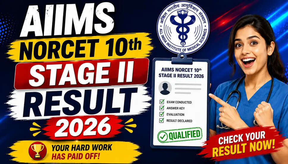 AIIMS NORCET 10वीं स्टेज II परिणाम 2026 की घोषणा