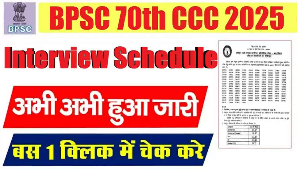 BPSC 70वीं CCE इंटरव्यू शेड्यूल 2026 की घोषणा