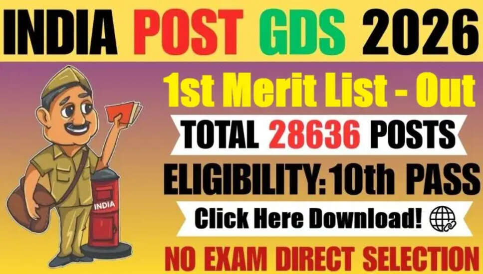 India Post GDS 2026: 1st Merit List Released for Gramin Dak Sevaks