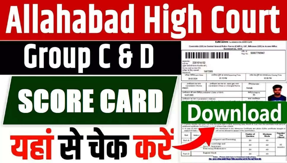 Allahabad High Court Group C, D Score Card 2025 Released