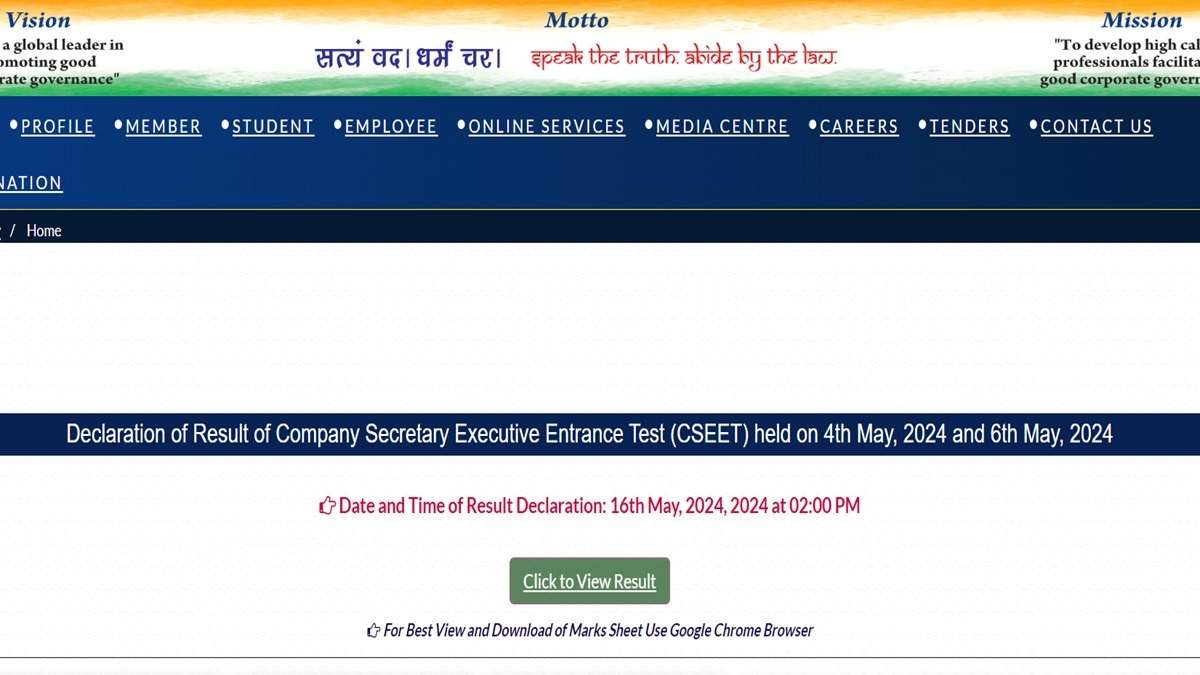 ICSI CSEET May 2024 Results Set to be Declared Today at 2 PM; Steps to Check Your Scores