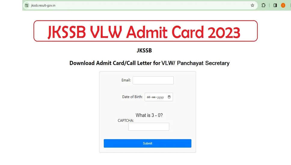 जम्मू और कश्मीर सेवा चयन बोर्ड (JKSSB) ने पंचायत सचिव (VLW) के लिए एडमिट कार्ड जारी किए: jkssb.nic.in से डाउनलोड करें