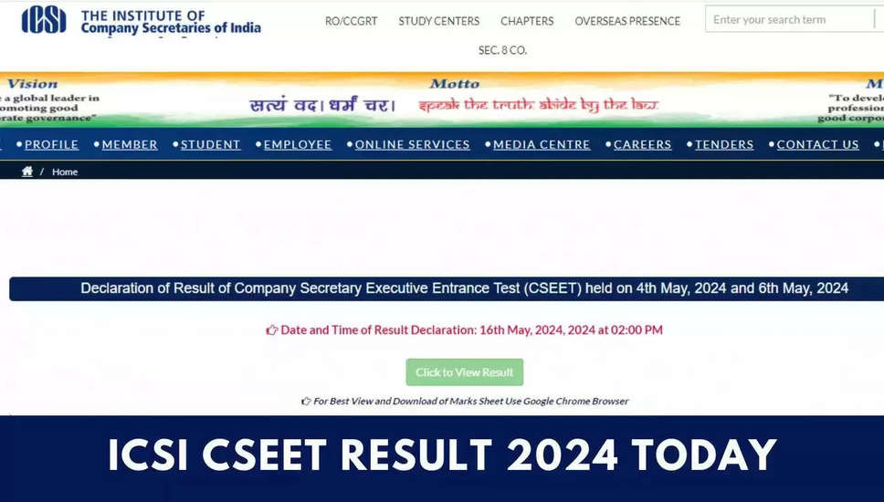 ICSI CSEET मई 2024 के परिणाम आज दोपहर 2 बजे जारी होंगे; स्कोर्स कैसे चेक करें