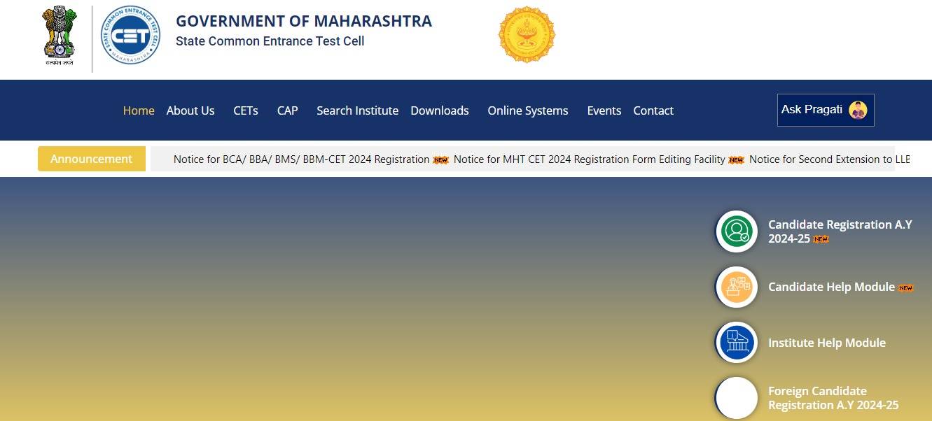 Registration Commences for MAH CET 2024 for BCA, BBA, BMS, and BBM Courses on cetcell.mahacet.org