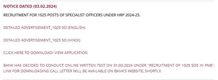 PNB SO Admit Card 2024 Released: Download Call Letter for Specialist Officer Exam