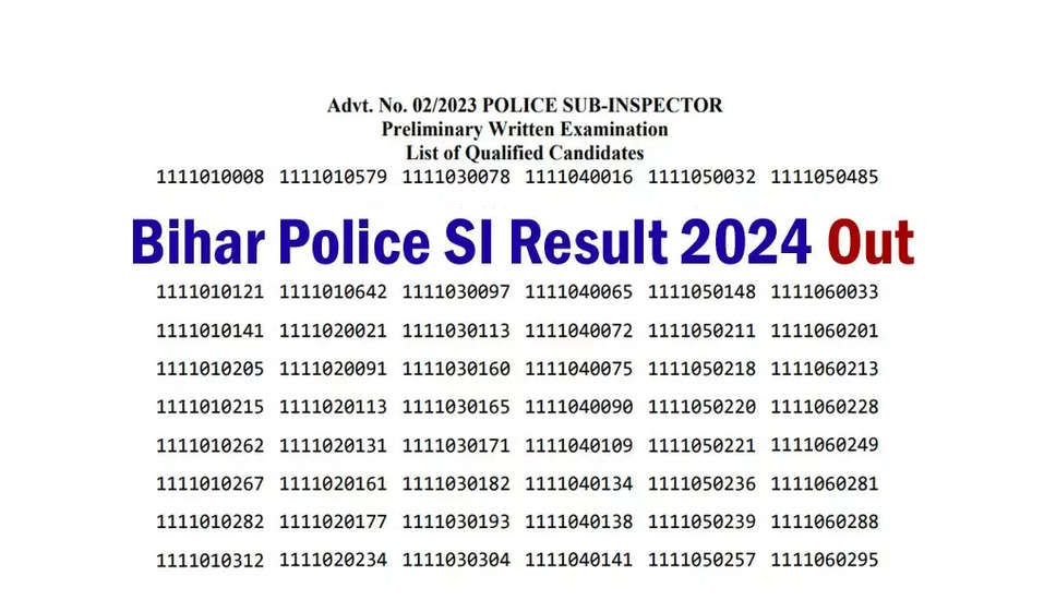 बिहार पुलिस सब इंस्पेक्टर मुख्य लिखित परीक्षा परिणाम 2024 - परिणाम घोषित