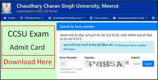 CCSU Meerut Admit Card 2023-24 जारी, यहाँ से करें डाउनलोड @ccsuweb.in