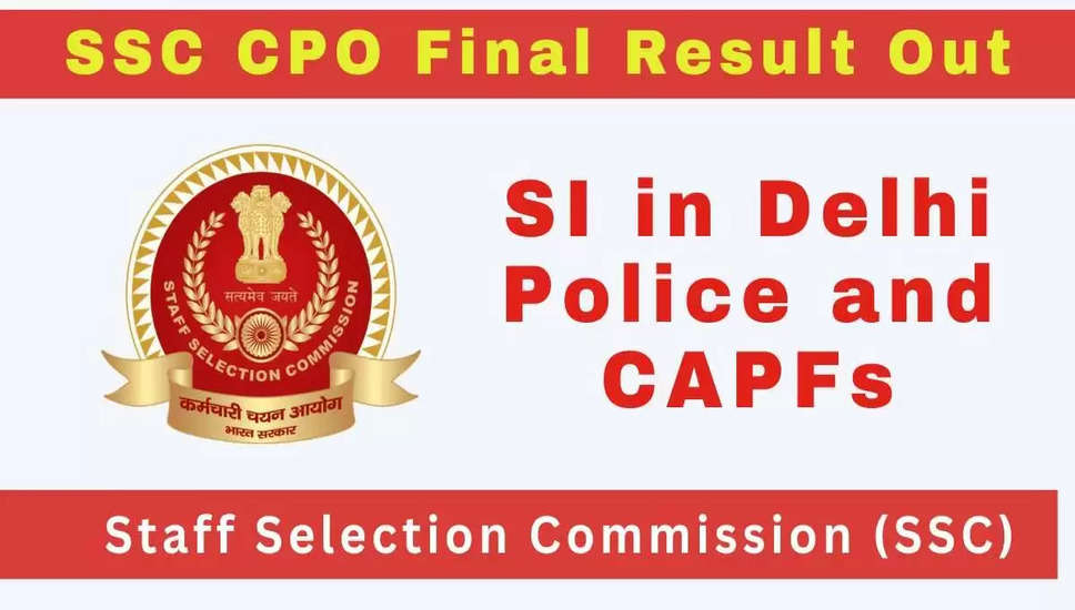 SSC दिल्ली पुलिस और सीएपीएफ में एसआई के मार्क्स 2024 – अंतिम मार्क्स जारी