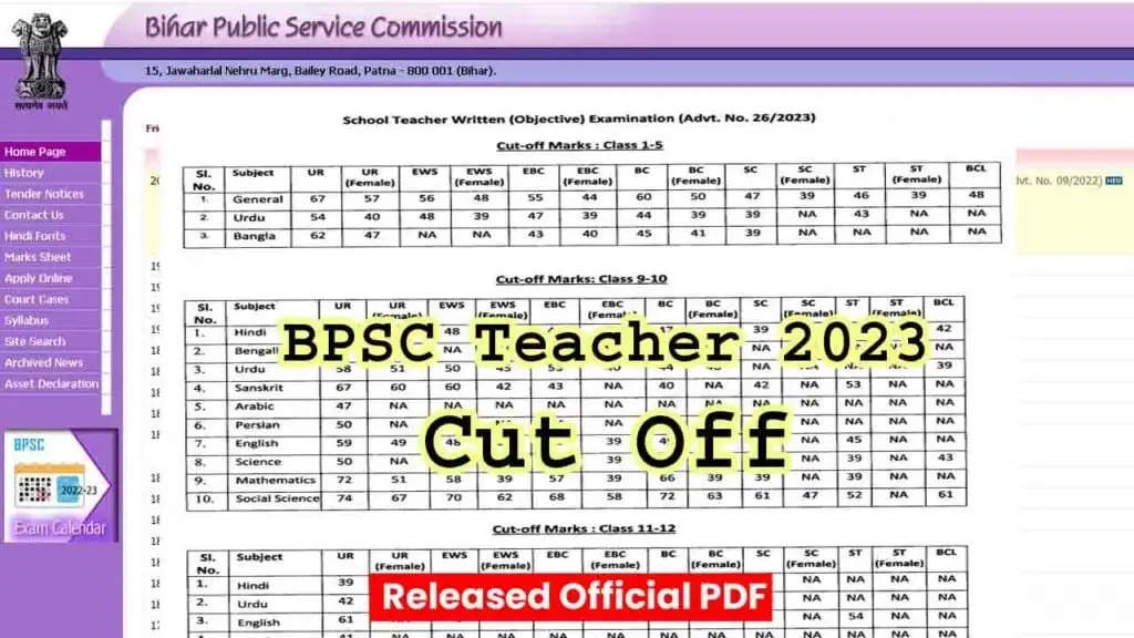 BPSC प्राथमिक शिक्षक, टीजीटी और पीजीटी कट-ऑफ मार्क्स 2023 जारी, जानें कट-ऑफ कैसे चेक करें