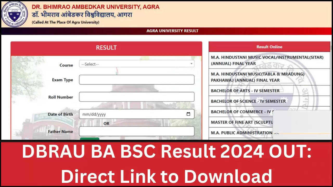 डॉ. भीमराव अंबेडकर विश्वविद्यालय (डीबीआरएयू) परिणाम 2024 घोषित: अभी देखें